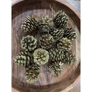 Vintage Gold Glitter Pine Cone Ornaments Christmas Decorations Crafts Projects